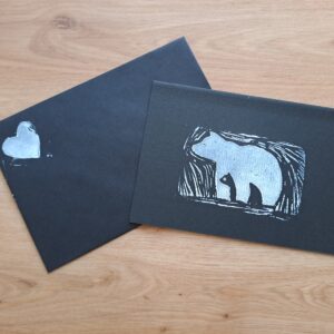 Carte gravée et imprimée – Ours noirs