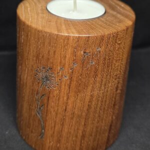 Bougeoir en orme massif avec motif floral