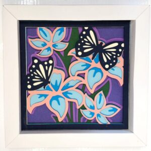 Cadre 3D fleurs et papillons
