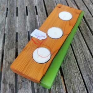 Bougeoir en IF et résine époxy vert pomme