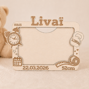 Cadre naissance personnalisé – env. 15 × 11 cm