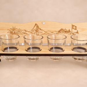 Petit banc à shots / 2 ou 4 verres / Illustrations à choix ou personnalisable