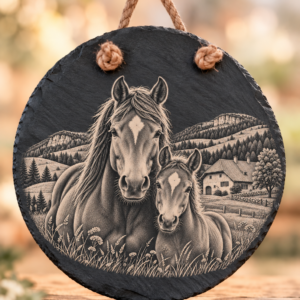Ardoise ronde gravée – Illustrations à choix ou personnalisable