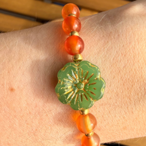 Bracelet CALENDULA - Cornaline & Fleur de Bohême