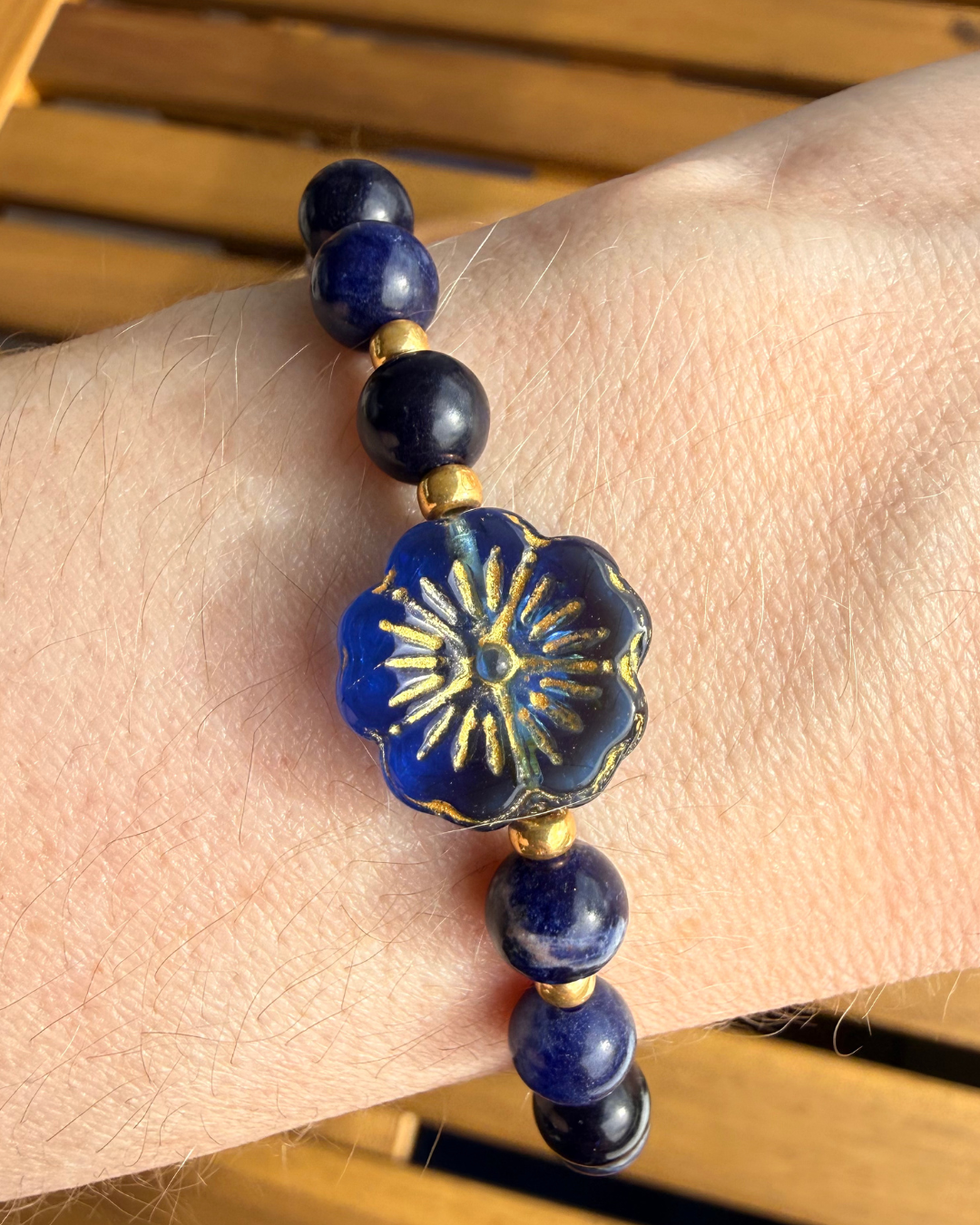 Bracelet CENTAURÉE - Sodalite & Fleur de Bohême