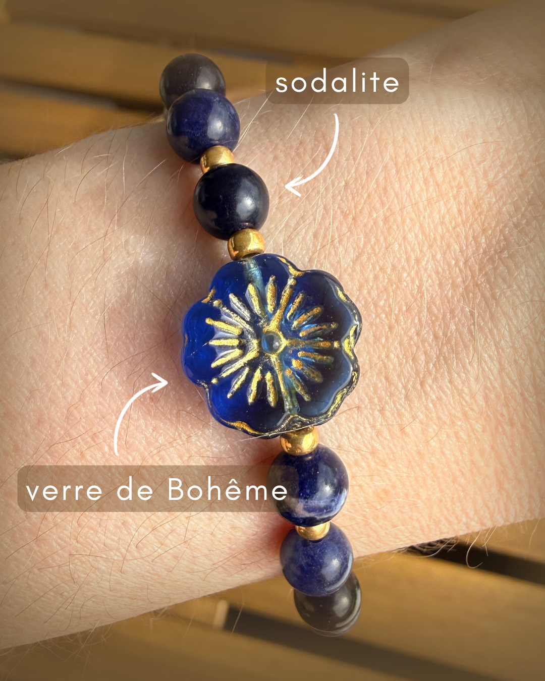 Bracelet CENTAURÉE - Sodalite & Fleur de Bohême – Image 2