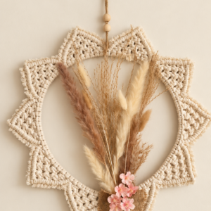 Couronne soleil en macramé – Décoration bohème - Pièce unique