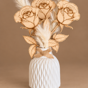 Bouquet de roses en bois gravé – Douceur champêtre - Pièce unique