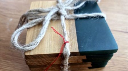 Sous verres en Cerisier Suisse résine époxy vert foncé