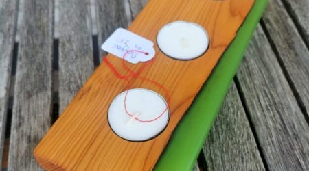 Bougeoir en IF et résine époxy vert pomme